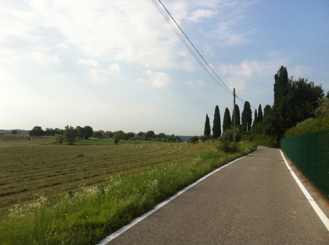 The land at the end of my toes an early morning a few weeks ago, on my way to buy breakfast. A small country road in Italy a kilometre or so from the shore of lake Garda. 